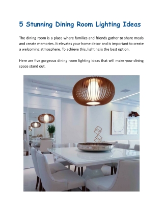 5 Stunning Dining Room Lighting Ideas