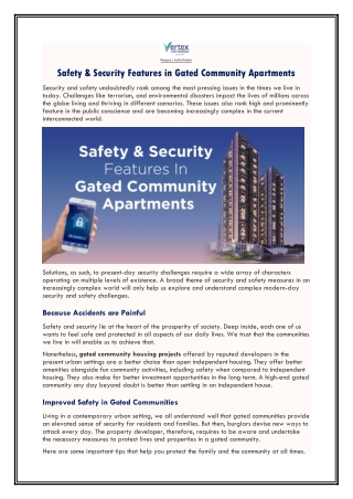 Safety & Security Features in Gated Community Apartments