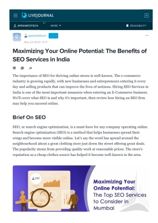 Maximizing Your Online Potential: The Benefits of SEO Services in India.