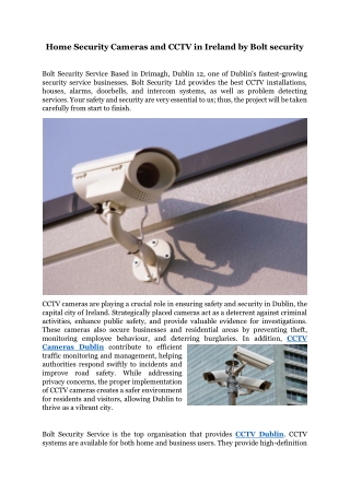 Home Security Cameras and CCTV in Ireland by Bolt security
