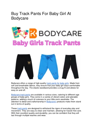 Buy Track Pants For Baby Girl At Bodycare
