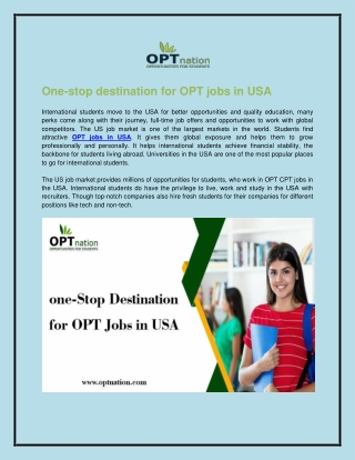 One Stop destination for OPT jobs in USA