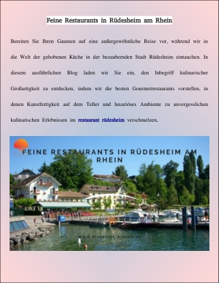 Feine Restaurants in Rüdesheim am Rhein