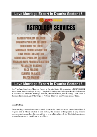Love Marriage Expert in Dwarka Sector 16  91-9873530830